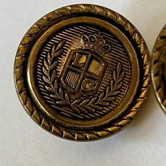 Liz Caliborne Gold tone Metal "LC" Logo replacement buttons - Pair - Picture 4 of 8